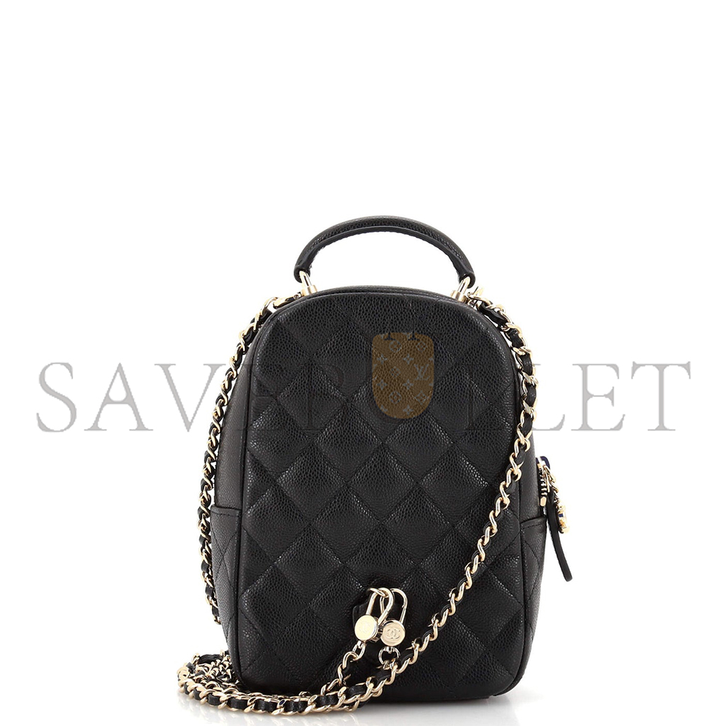 CHANEL CLASSIC CC CHAIN POCKET BACKPACK QUILTED CAVIAR MINI AP3753 (18*13*9cm)